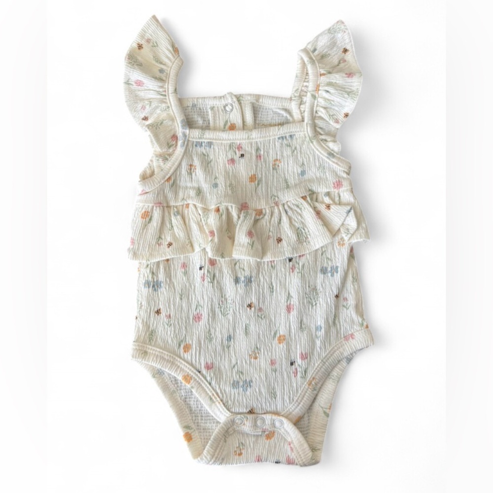 Tahari Cream Floral Baby Bodysuit/ Onesie